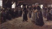 Max Liebermann The Flax Spinners oil on canvas